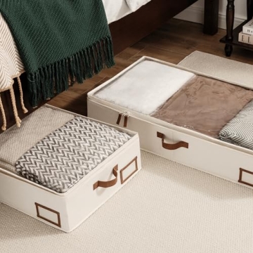 Large Underbed Storage Boxes with Sturdy Structure & Thick Fabric