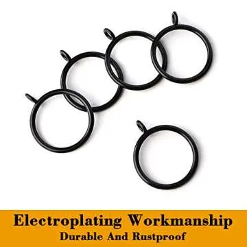 36 PCS 38mm Inner Diameter Curtain Rings, Metal Curtain Drape Sliding Eyelet Rings-Hanging Rings for Curtains and Rods Black Tone