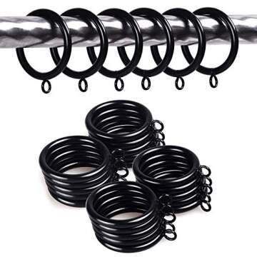 36 PCS 38mm Inner Diameter Curtain Rings, Metal Curtain Drape Sliding Eyelet Rings-Hanging Rings for Curtains and Rods Black Tone