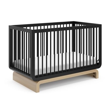 Storkcraft Santorini Deluxe 5-in-1 Convertible Crib with Toddler Guardrail – GREENGUARD Gold Certi...