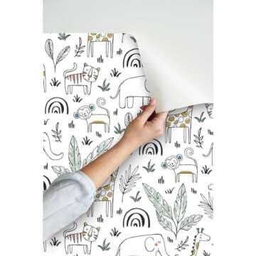 Peel & Stick Safari Nursery Wallpaper for Kids' Rooms