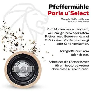 Peugeot - Paris u'Select Manual Pepper Mill - Adjustable Grinder - Beechwood, Natural