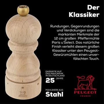 Peugeot - Paris u'Select Manual Pepper Mill - Adjustable Grinder - Beechwood, Natural