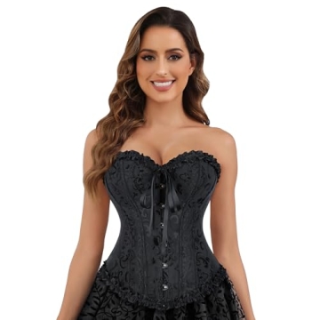 frawirshau Renaissance Corset Top for Women, Plus Size Bustiers, Black Size M