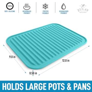 Zulay 2 Pack (9"x12") Silicone Trivets for Hot Pots and Pans - Multi-Purpose & Versatile Trivet Mat - Heat Resistant Silicone Trivet - Durable & Flexible Hot Pads for Kitchen Counter - Blue