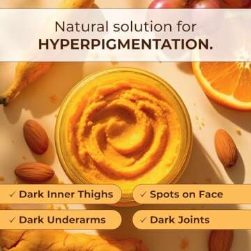 GLO Melanin Turmeric Scrub for Dark Spots, Brightening Inner Thighs Bikini Area Underarms, Natural E...