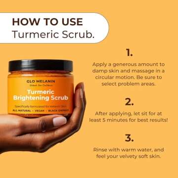 GLO Melanin Turmeric Scrub for Dark Spots, Brightening Inner Thighs Bikini Area Underarms, Natural Exfoliating Face