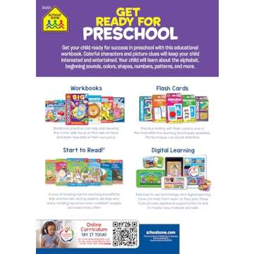 School Zone Get Ready for Preschool Workbook: 256 Pages, Pre-K, Kids Learning Book, Early Reading, M...