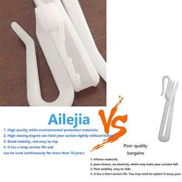 Ailejia 20 pcs Plastic Adjustable Pinch Pleat Hook Ratchet System Depth Pinch Pleat Curtain Tape Window Curtain Hooks Drape for Door Curtain and Shower Curtain (85mm,20pcs)