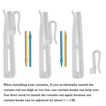 Ailejia 20 pcs Plastic Adjustable Pinch Pleat Hook Ratchet System Depth Pinch Pleat Curtain Tape Window Curtain Hooks Drape for Door Curtain and Shower Curtain (85mm,20pcs)