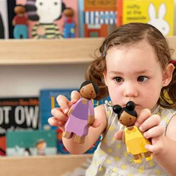 Tender Leaf Toys Sunny Doll Family - Vibrant Wooden Dolls for Creative Play