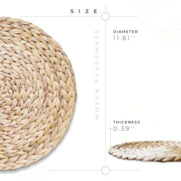 HNCmua 6-Piece Woven Water Hyacinth Placemats Set - Rustic Dining Table Decor