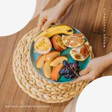 Set of 6 Natural Water Hyacinth Placemats for Dining