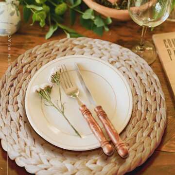 Set of 6 Natural Water Hyacinth Placemats for Dining