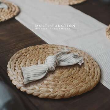 Set of 6 Natural Water Hyacinth Placemats for Dining