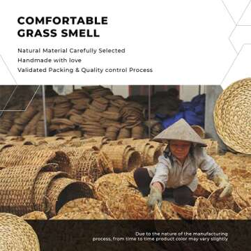 Set of 6 Natural Water Hyacinth Placemats for Dining