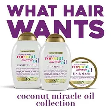 OGX Extra Strength Damage Remedy + Coconut Miracle Oil Hair Mask, Extra Hydrating & Softening Anti-Frizz Treatment to Help Repair Hair, Paraben-Free, Sulfated-Surfactants Free, 6 oz