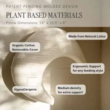 Butterr Natural Breastfeeding Pillow, Nursing and Posture Support, Plant Based Cushion with Organic Cotton Removable Cover (Wheat)