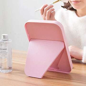Coobbar Desktop Foldable Makeup Mirror Simple Portable Princess Mirror Square Makeup Mirror Small Mi...
