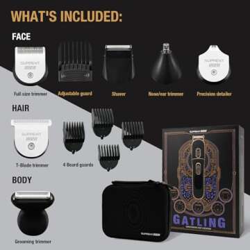 SUPRENT Beard Trimmer - All-in-One 16-Piece Grooming Kit for Men, Waterproof and Versatile