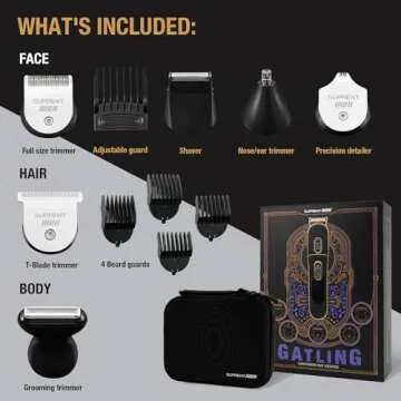SUPRENT Beard Trimmer - All-in-One 16-Piece Grooming Kit for Men, Waterproof and Versatile