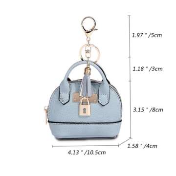 QeenRTUU Mini Tote Bag Keychain Coin Purse Pu Leather Key Chain Small Change Purse for Women Keychai...