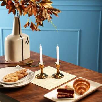 Rely+ Candlestick Holders Set of 2 Mini Stand Dinning Table Centerpiece Candle Holders Taper Candlesticks Holders Valentine's Day Decor Home Candle Holder for Mantel Decorations (Gold)