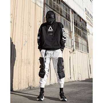 Fabric of the Universe Techwear Graphic Cyberpunk Streetwear Fashion Hoodie (Black V3-3, Small)