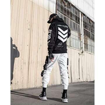 Fabric of the Universe Techwear Graphic Cyberpunk Streetwear Fashion Hoodie (Black V3-3, Small)