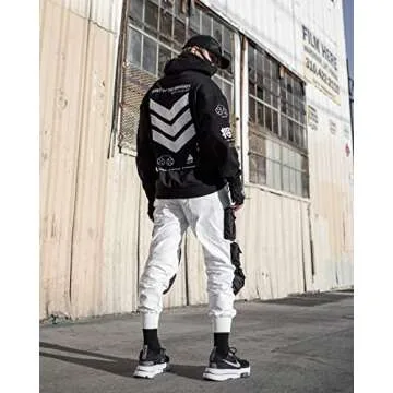 Fabric of the Universe Techwear Graphic Cyberpunk Streetwear Fashion Hoodie (Black V3-3, Small)