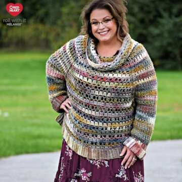 Red Heart Roll with it Melange Show Time Yarn - Luxurious Colors for Knitting & Crocheting