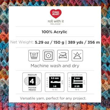 Durable Red Heart Roll with it Melange Show Time Yarn