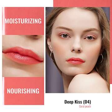 Oulac Coral Peach Red Lipstick for Women - Moisturizing Lip Stick Red, Glossy Tinted Lip Balm, Sheer...