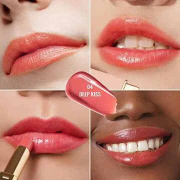 Oulac Coral Peach Red Lipstick for Women - Moisturizing Lip Stick Red, Glossy Tinted Lip Balm, Sheer Shine Juicy Finish, Lightweight and Hydrating Formula for Dry Lip Care, Vegan 2.2g/0.07oz (04)