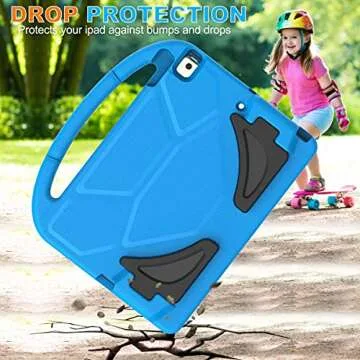 RTOBX Kids Case for iPad 10.2 & 10.5, iPad 9th/8th/7th Generation 10.2" 2021 2020 2019 Case with Screen Protector, iPad Air 3rd Gen/Pro 10.5 inch Protective Cover with Handle Stand, Blue
