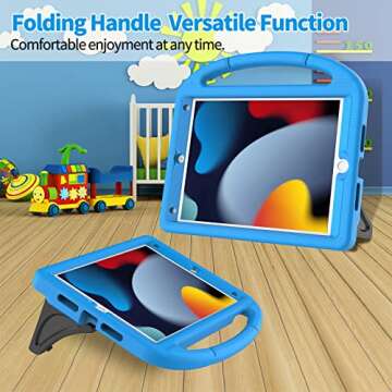 RTOBX Kids Case for iPad 10.2 & 10.5, iPad 9th/8th/7th Generation 10.2" 2021 2020 2019 Case with Screen Protector, iPad Air 3rd Gen/Pro 10.5 inch Protective Cover with Handle Stand, Blue