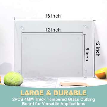 Durable VASUHOME Tempered Glass Cutting Boards - Stylish & Versatile