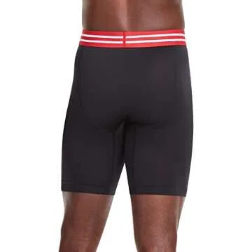 Champion Men's Boxer Briefs, Performance Stretch, Moisture Wicking, Multi-Pack, Long Leg-Black-3 Pack, XX-Large