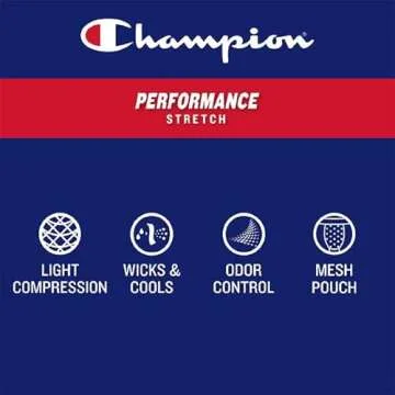 Champion Men's Boxer Briefs, Performance Stretch, Moisture Wicking, Multi-Pack, Long Leg-Black-3 Pack, XX-Large