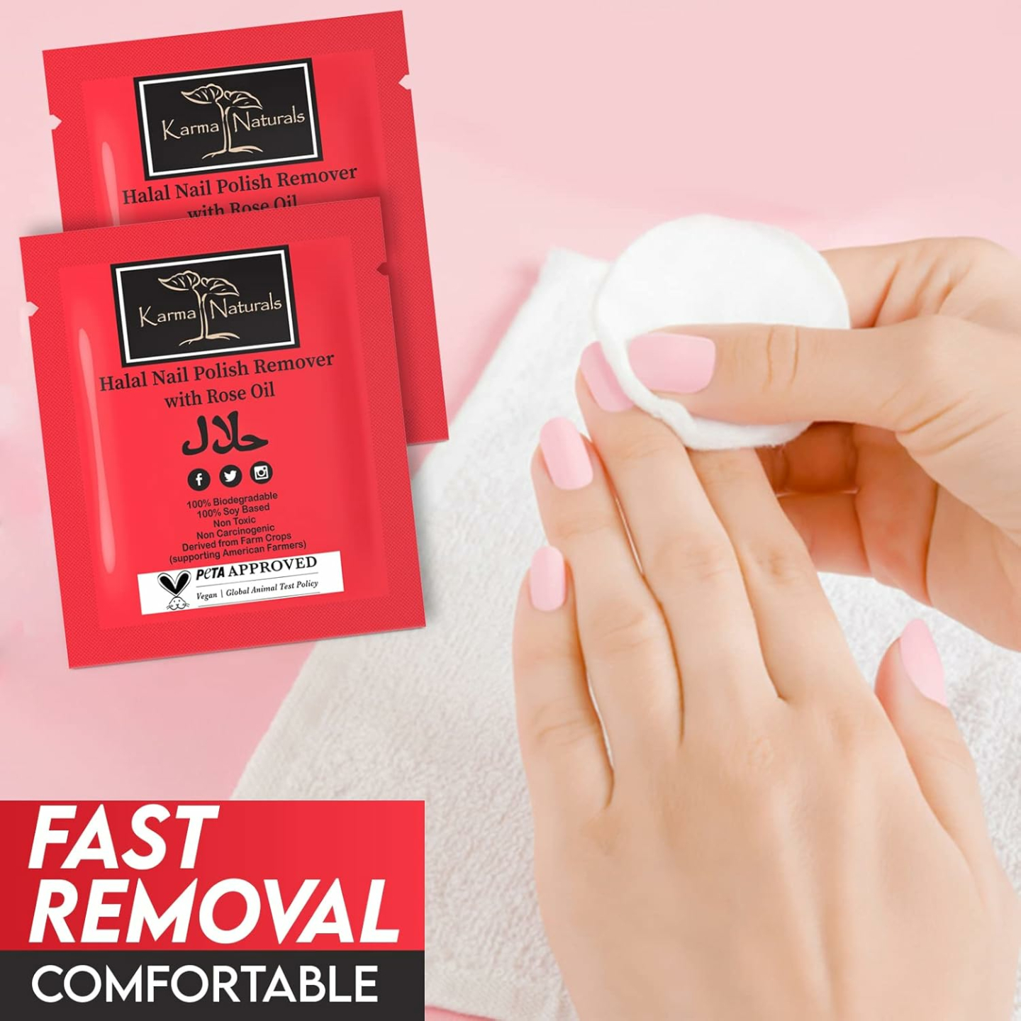 Karma Halal Nail Polish Remover Wipes - Vegan & Non-Toxic