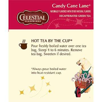 Celestial Seasonings Green Tea, Decaffeinated Candy Cane Lane, 18 Count (Pack of 6)