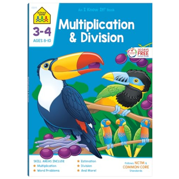 School Zone - Multiplication & Division Workbook - 64 Pages, Ages 8 to 10, 3rd Grade, 4th Grade, Est...