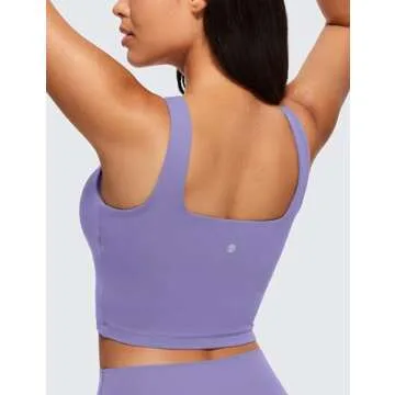 CRZ YOGA Butterluxe Women's Square Neck Longline Sports Bra - Stylish & Comfortable