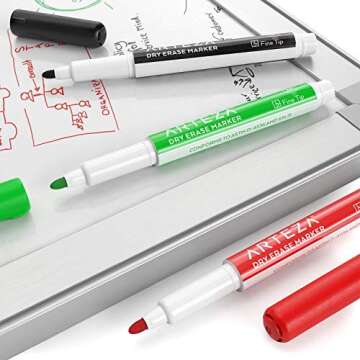 ARTEZA Dry Erase Markers Fine Tip, Bulk Pack of 36 Low Odor Dry Erase Pens in 12 Assorted Colors, Wh...