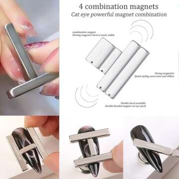 HYWWPFLAY 5 Pieces Cat Eye Nail Magnet Set for DIY Nail Art