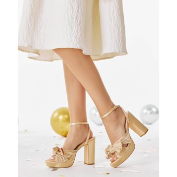 VETASTE Women's Bow Knot Heeled Sandals for Weddings