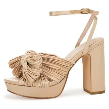 VETASTE Women's Bow Knot Heeled Sandals for Weddings
