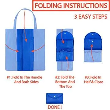 CLEVERFECT Extra Large Grocery Bags (Set of 5) - Foldable Into Pouch, Durable Heavy Duty Totes With Long Handles, Washable & Eco Friendly