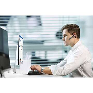 ICOMTOFIT Bluetooth Headset V5.0 Wireless Earpiece with Mic for Clear Hands-Free Calling
