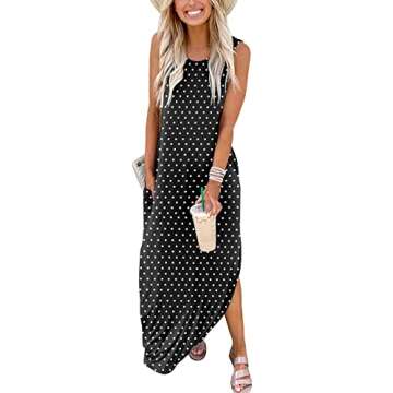 ANRABESS Women Casual Loose Sundress Sleeveless Split Maxi Long Beach Shirt Dress Travel Vacation 20...